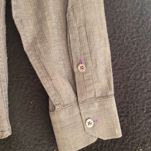 Jared Lang Mens Button Down Shirt Gray Size Medium 100% Cotton Long Sleeve - Picture 12 of 12